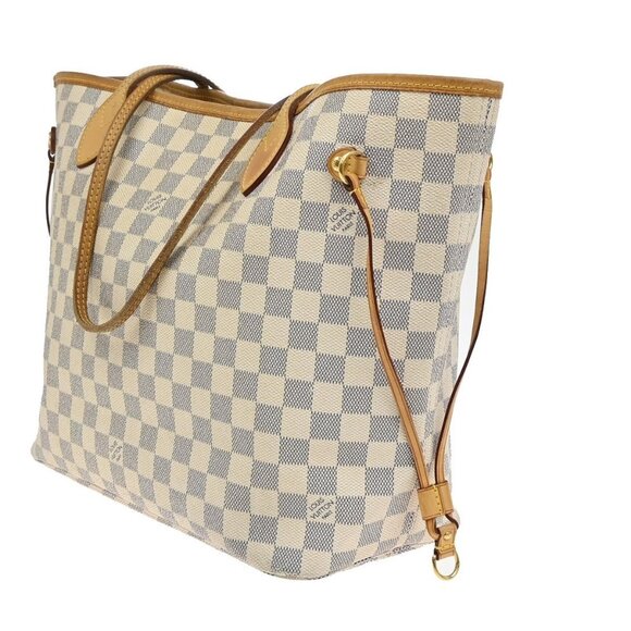LOUIS VUITTON Neverfull MM Shoulder Tote Bag Damier Azur White N51107 14EF687 - Picture 3 of 15